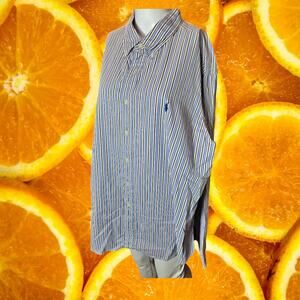 Ralph Lauren Men's Custom‎ Fit Striped Long Sleeve Button-Up Shirt Size XXL